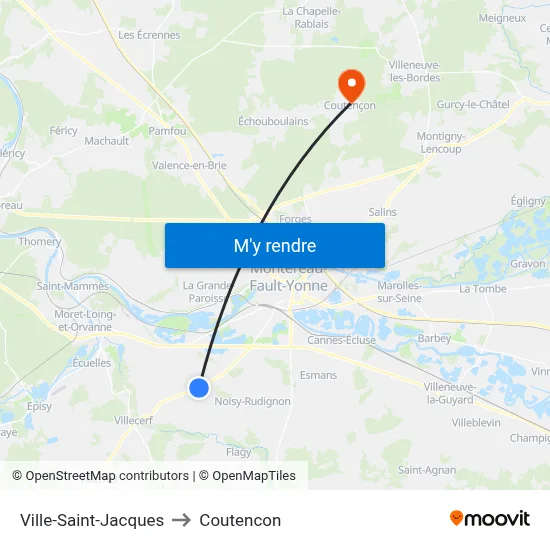 Ville-Saint-Jacques to Coutencon map