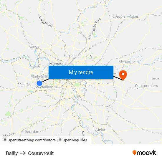 Bailly to Coutevroult map