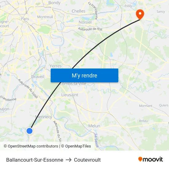 Ballancourt-Sur-Essonne to Coutevroult map
