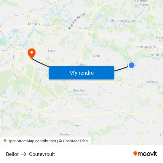 Bellot to Coutevroult map