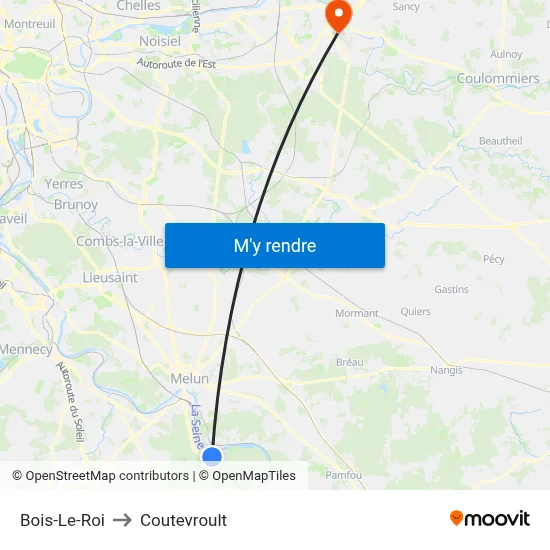 Bois-Le-Roi to Coutevroult map