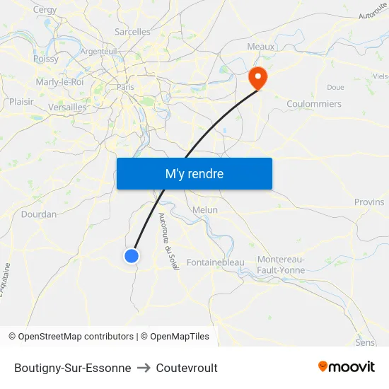 Boutigny-Sur-Essonne to Coutevroult map