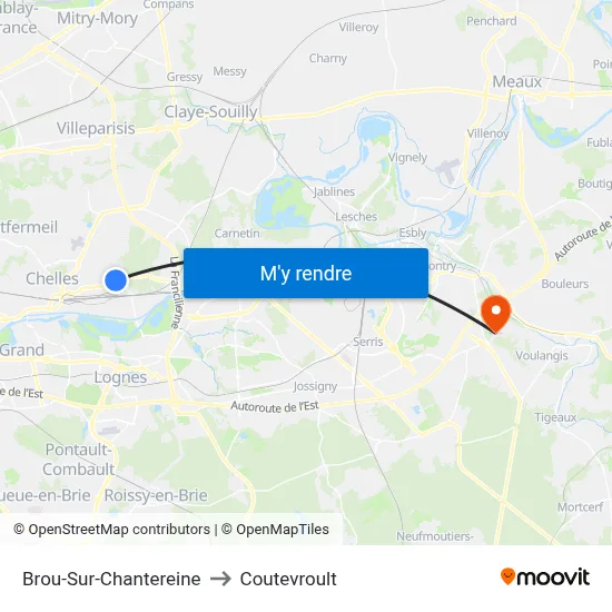 Brou-Sur-Chantereine to Coutevroult map