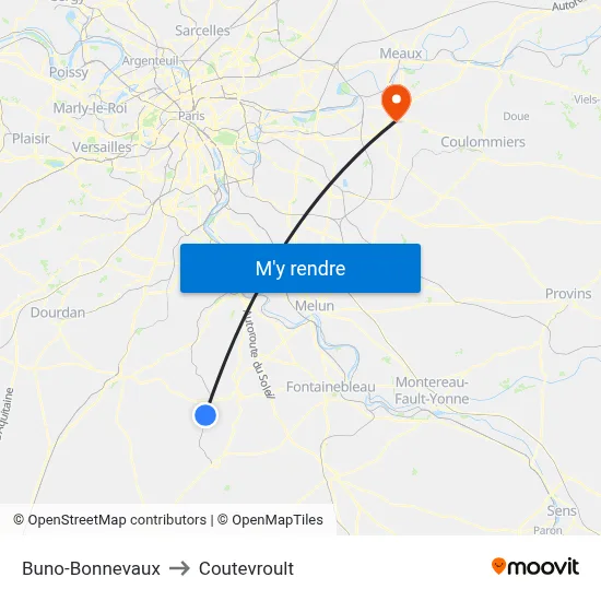 Buno-Bonnevaux to Coutevroult map