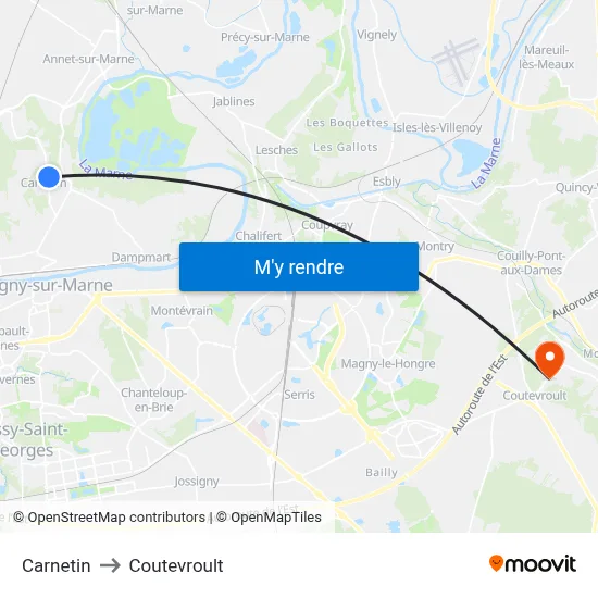 Carnetin to Coutevroult map