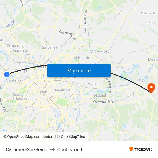 Carrieres-Sur-Seine to Coutevroult map
