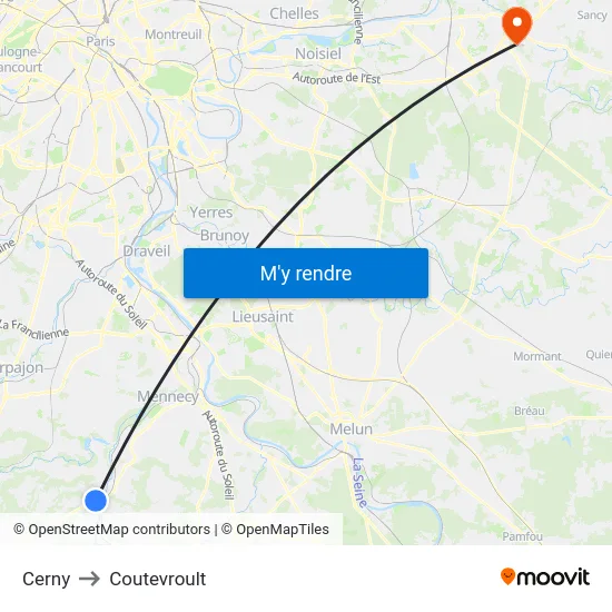 Cerny to Coutevroult map