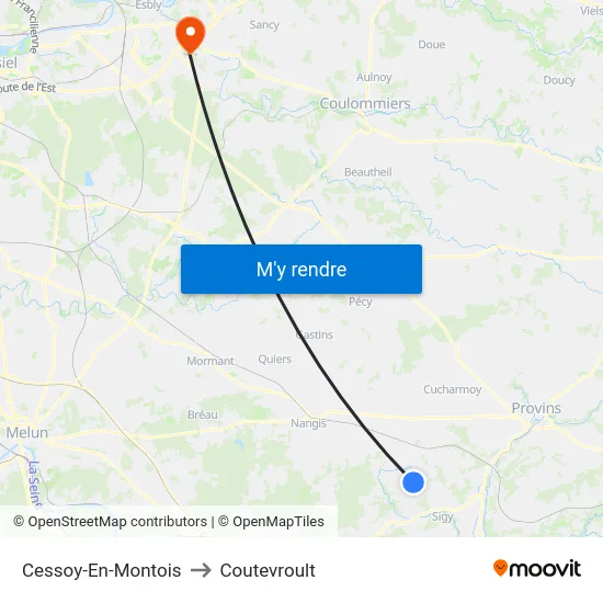 Cessoy-En-Montois to Coutevroult map