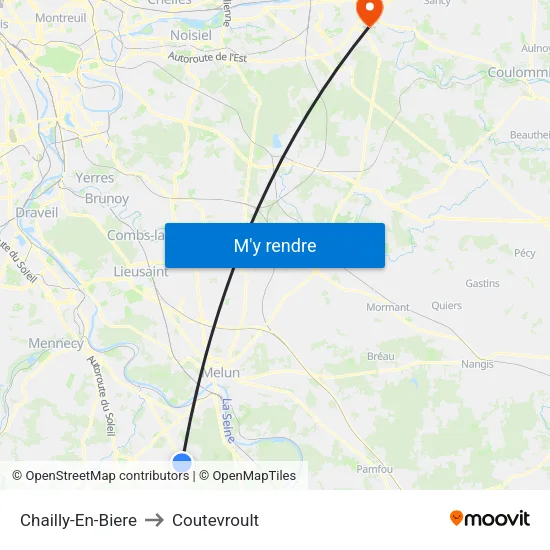 Chailly-En-Biere to Coutevroult map