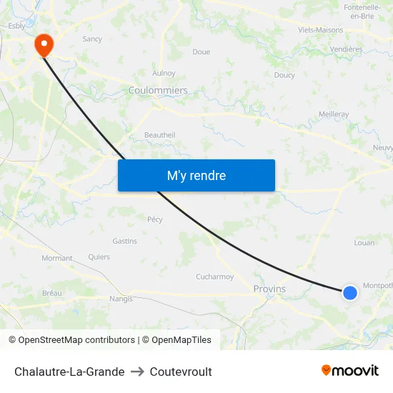 Chalautre-La-Grande to Coutevroult map