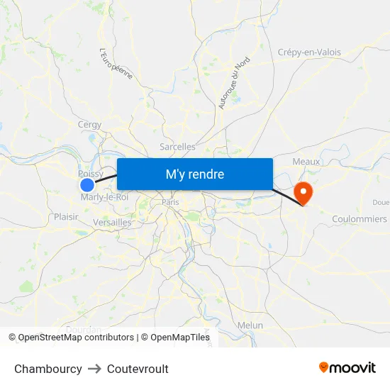 Chambourcy to Coutevroult map