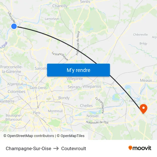 Champagne-Sur-Oise to Coutevroult map