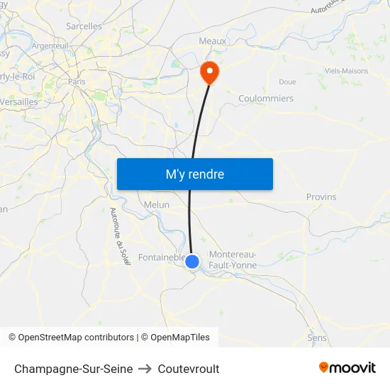 Champagne-Sur-Seine to Coutevroult map