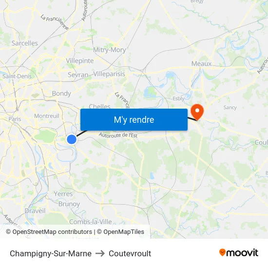 Champigny-Sur-Marne to Coutevroult map