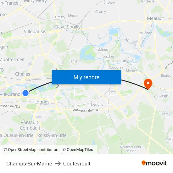 Champs-Sur-Marne to Coutevroult map