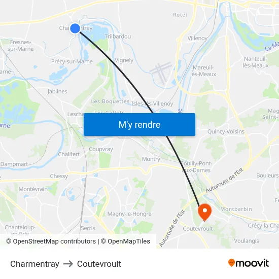 Charmentray to Coutevroult map