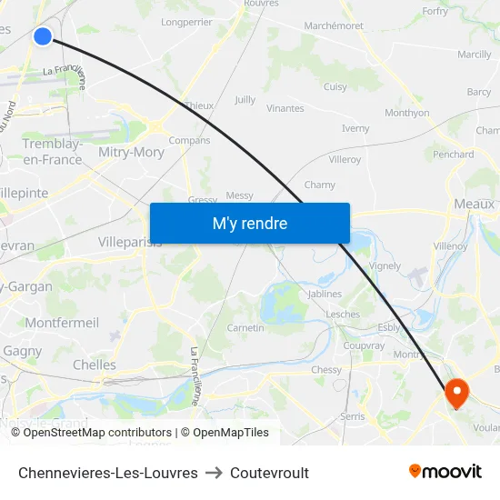 Chennevieres-Les-Louvres to Coutevroult map