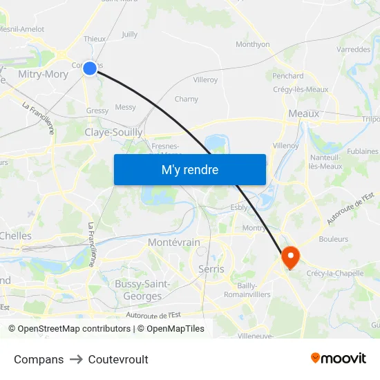 Compans to Coutevroult map