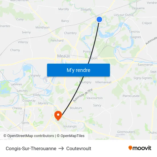 Congis-Sur-Therouanne to Coutevroult map