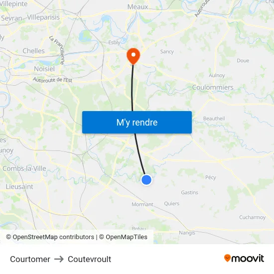Courtomer to Coutevroult map