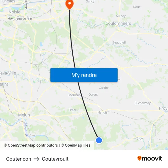 Coutencon to Coutevroult map