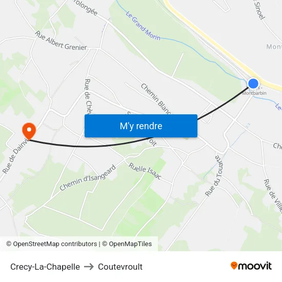 Crecy-La-Chapelle to Coutevroult map
