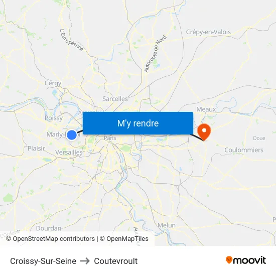 Croissy-Sur-Seine to Coutevroult map