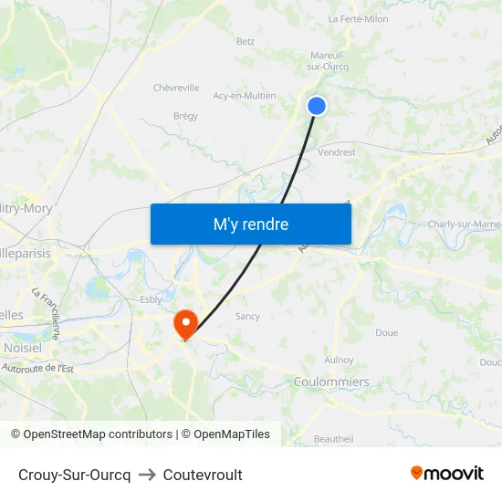Crouy-Sur-Ourcq to Coutevroult map