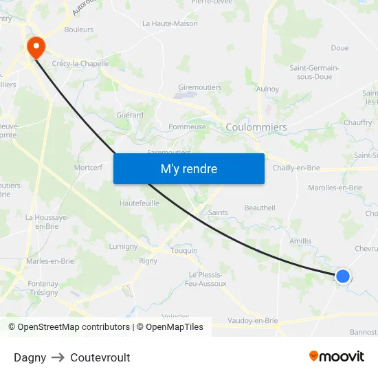 Dagny to Coutevroult map