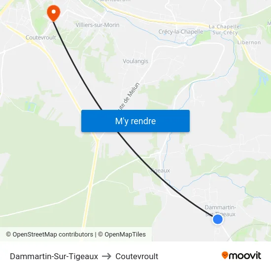 Dammartin-Sur-Tigeaux to Coutevroult map