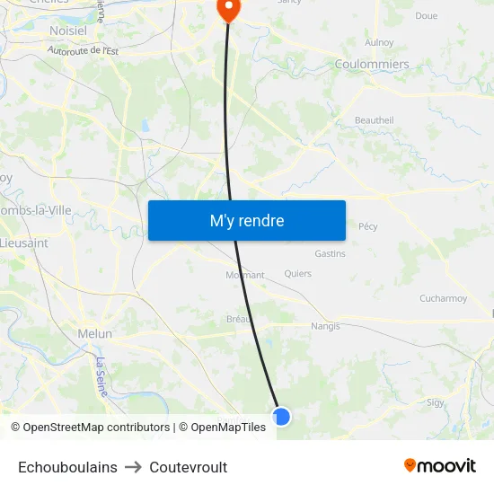 Echouboulains to Coutevroult map