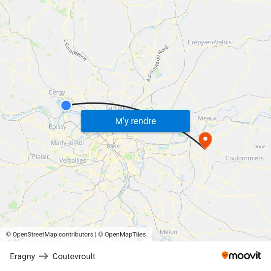 Eragny to Coutevroult map
