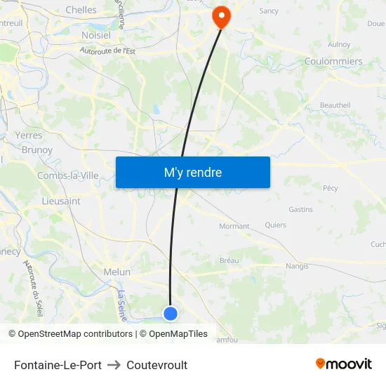 Fontaine-Le-Port to Coutevroult map
