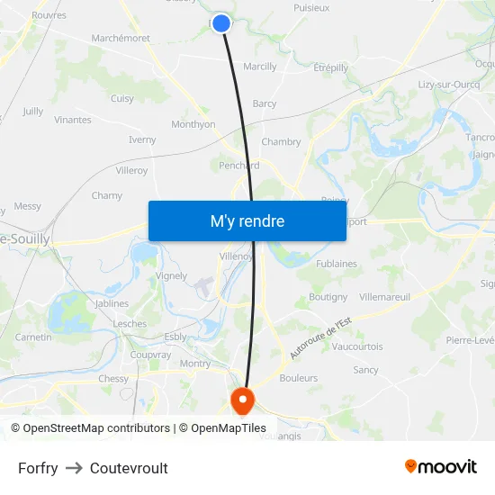 Forfry to Coutevroult map