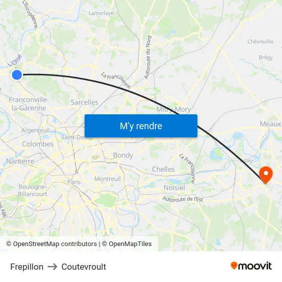 Frepillon to Coutevroult map