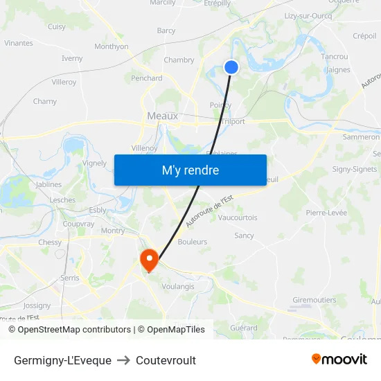 Germigny-L'Eveque to Coutevroult map