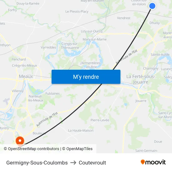 Germigny-Sous-Coulombs to Coutevroult map