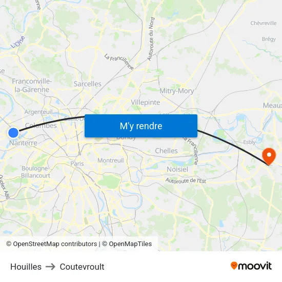 Houilles to Coutevroult map