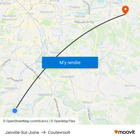 Janville-Sur-Juine to Coutevroult map