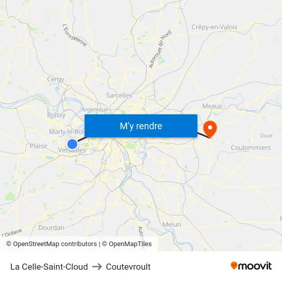 La Celle-Saint-Cloud to Coutevroult map
