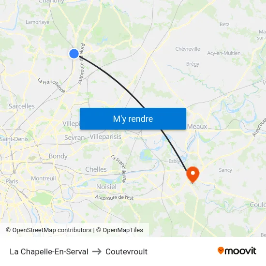 La Chapelle-En-Serval to Coutevroult map