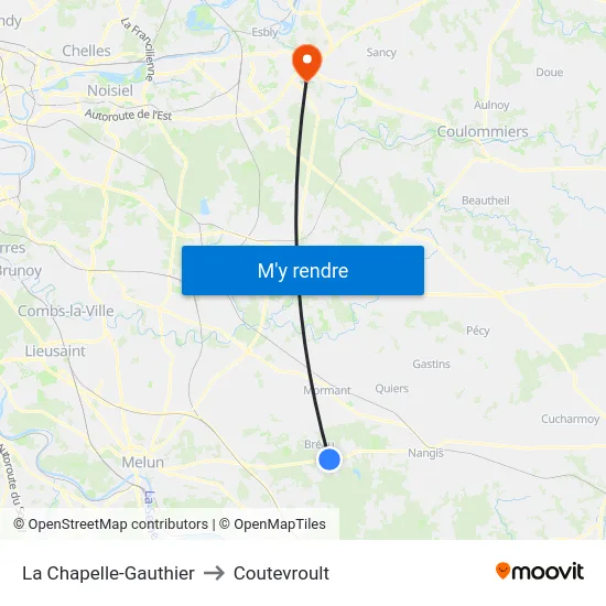 La Chapelle-Gauthier to Coutevroult map