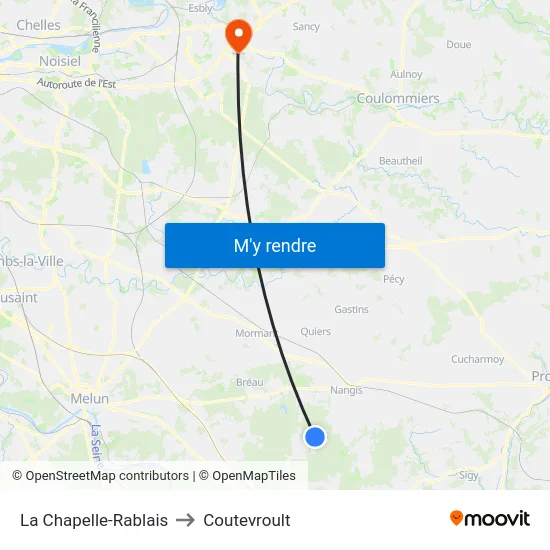 La Chapelle-Rablais to Coutevroult map