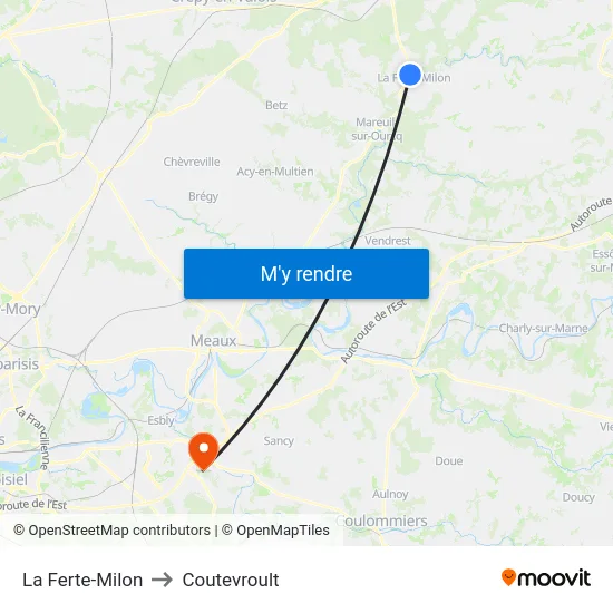 La Ferte-Milon to Coutevroult map