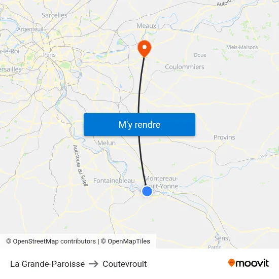 La Grande-Paroisse to Coutevroult map