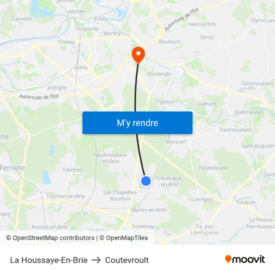La Houssaye-En-Brie to Coutevroult map