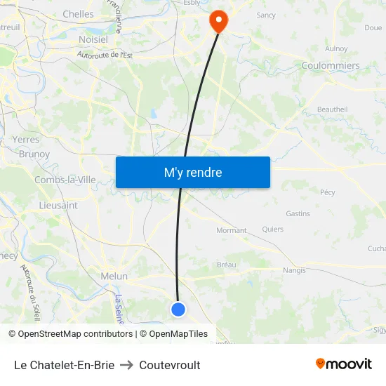 Le Chatelet-En-Brie to Coutevroult map