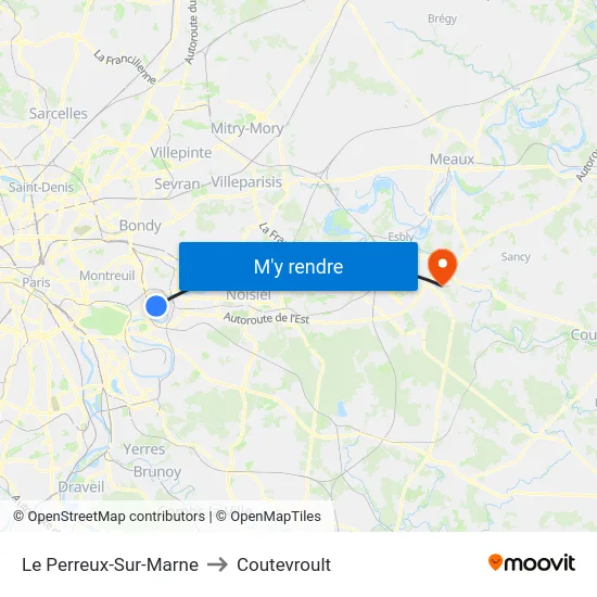 Le Perreux-Sur-Marne to Coutevroult map