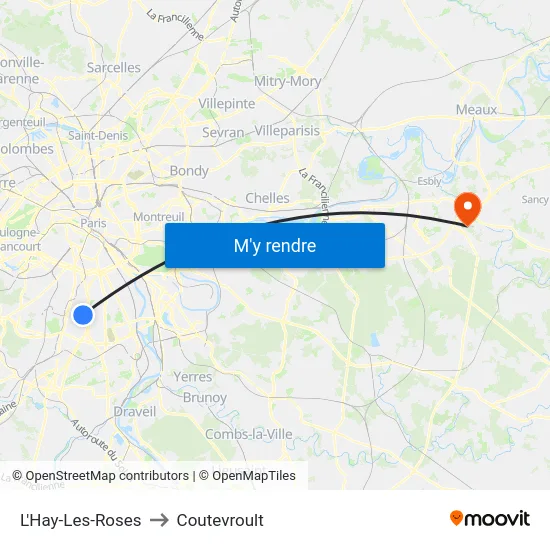 L'Hay-Les-Roses to Coutevroult map