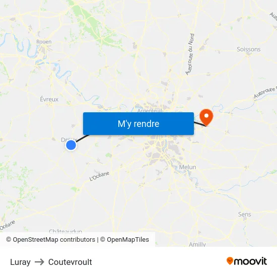 Luray to Coutevroult map